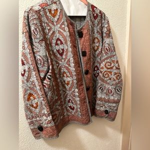 The Territory Ahead  Cotton Quilted Women’s Jacket Size L Gray/Brown Color